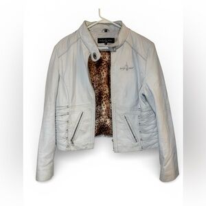 Baby Phat White Genuine Leather Jacket XL Y2K